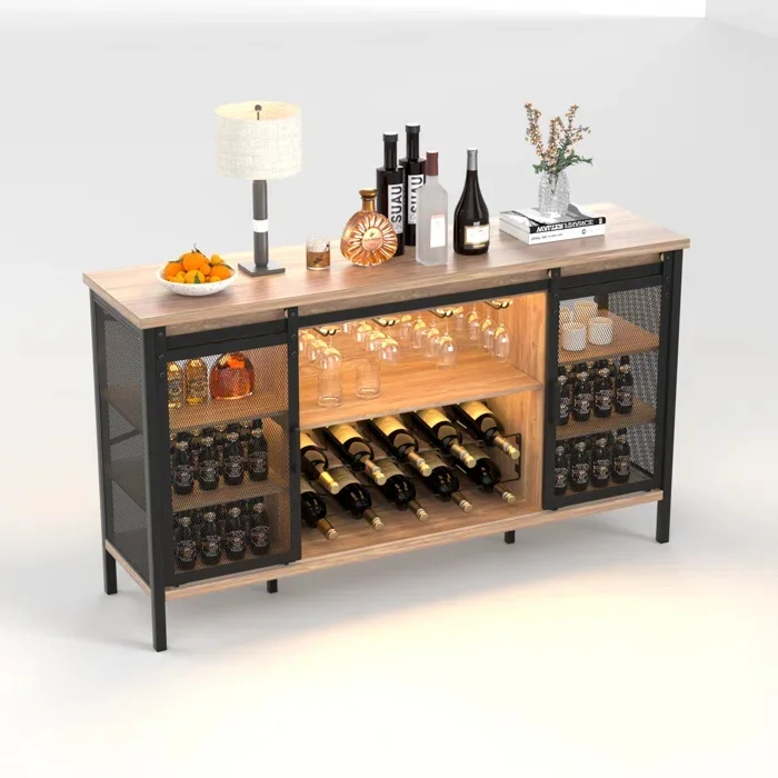 European Modern Style Living Room Wall Mounted Supermarket Bar Storage Wine Cabinet Display Rack