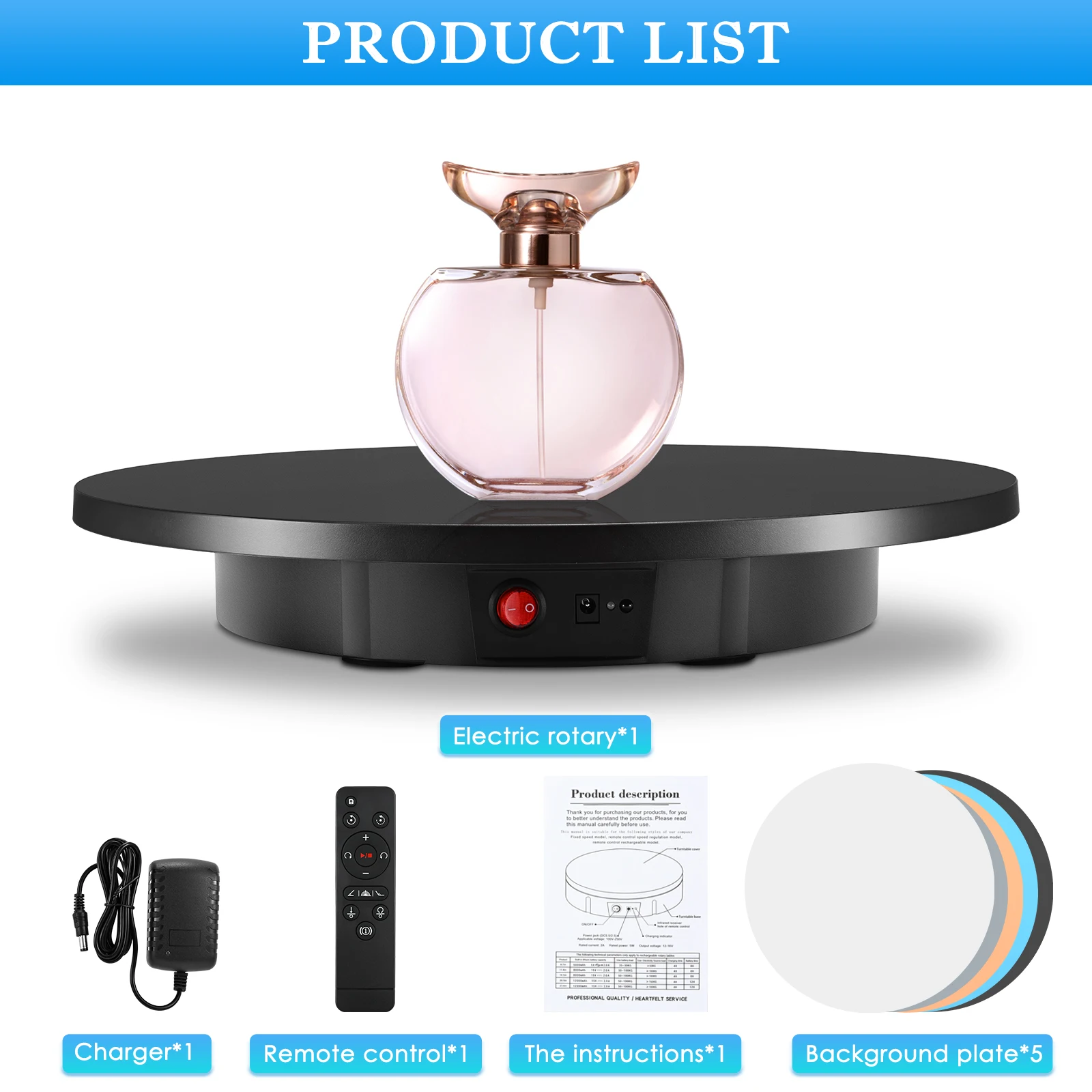 Electric Turntable 100 Kg 42 Cm Automatic Rotating Platform 360 Degree Turntable With Remote Control For Display Photography