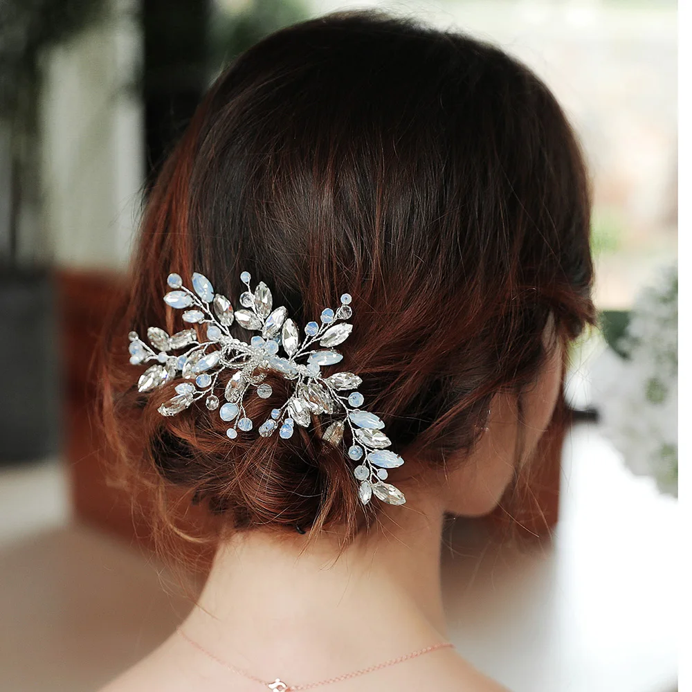 Miallo Blue Opal Crystal Bridal Hair Combs Clips Wedding Hair Accessories Jewelry Fashion Headpiece hair comb,jewelry accessories,hair accessory,hair clip,hair headdress,bridal headwear