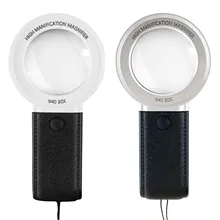 

30X Handheld Magnifying Glass With 3 Led Lights Optical Glass Lens Magnifier For Reading Repair Jewelry Glass Magnifier Loupe