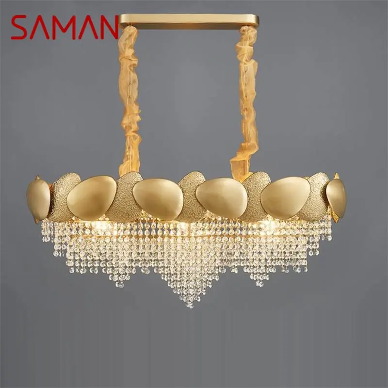 

SAMAN Chandelier Creative Rectangle Pendant Lamp Fixtures Postmodern LED Gold Light for Home Living Dining Room