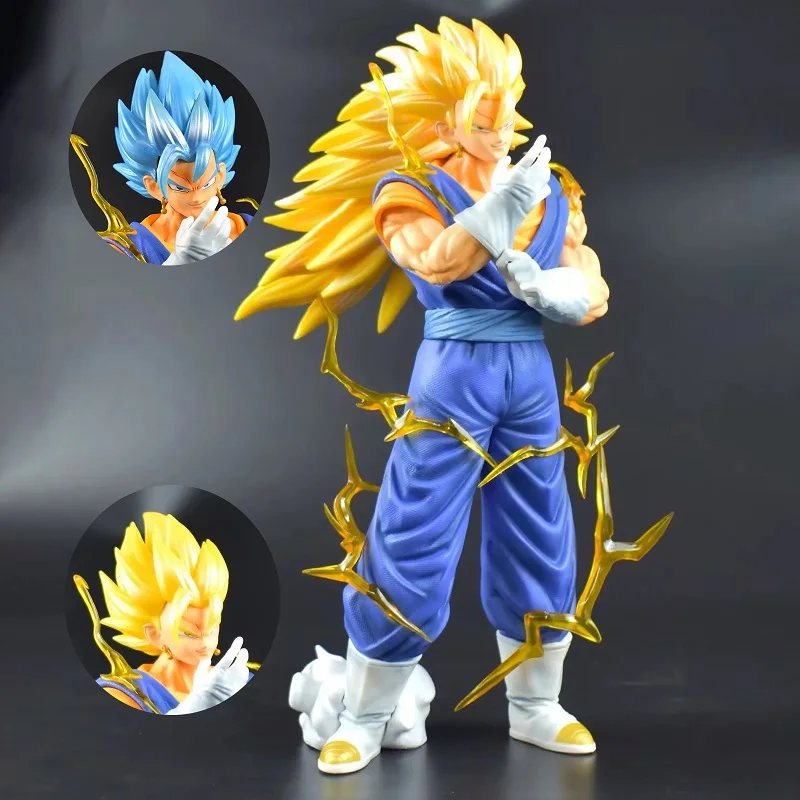 

Dragon Ball Gk 41cm Resonance Series Vegetto Super Saiyan 3 Super Blue Triple Head Anime Figure Model Statue Decorative Gifts