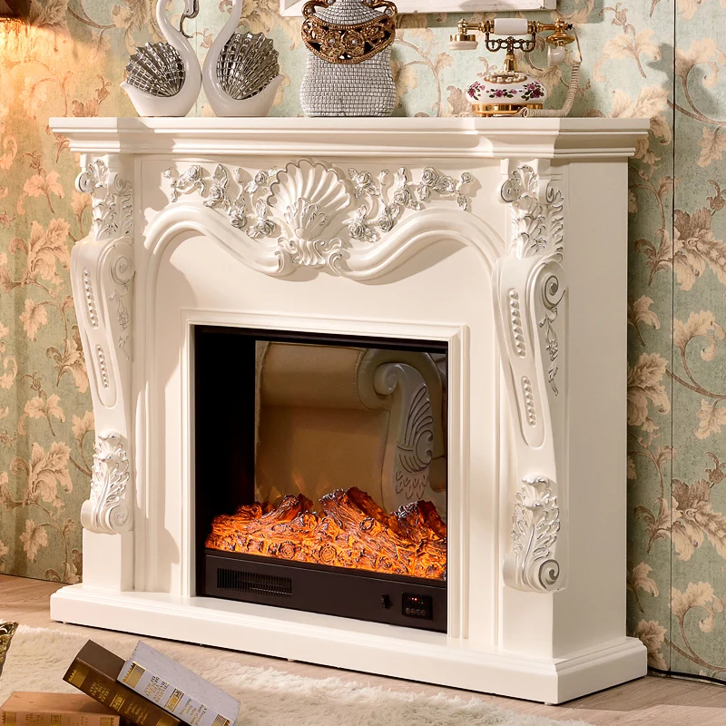 European Mantel American TV Cabinet Electric Fireplace Ivory White  Decorative Cabinet Electronic Stove Core - AliExpress