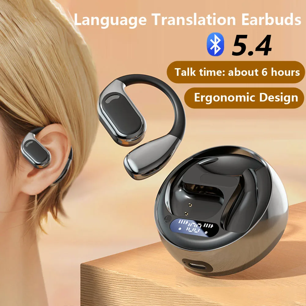 Smart AI Language Translation Earbuds BT 5.4 Real-time Two-Way Noise Cancelling For Business Sport