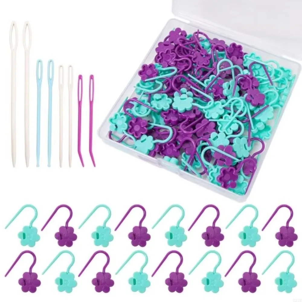DIY Craft Marker Tools Flower Locking Stitching Marker Clip Colorful Locking Ring Big Eye Sewing Needle Metal 100Pcs