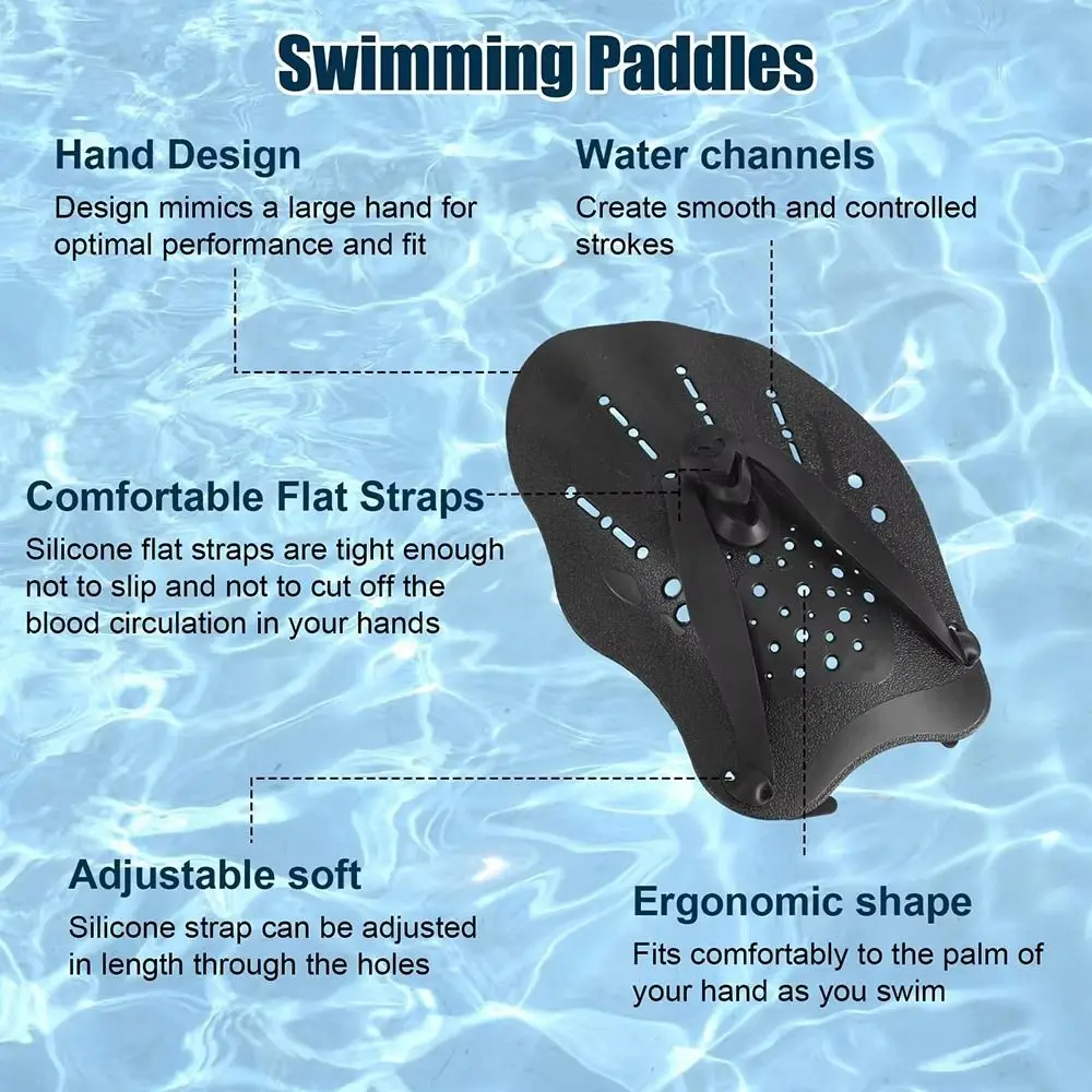 1Pair Freestyle Swim Paddles Adjustable With Silicone Straps Swimming Frog Paddle Kids/Adult Hands Fins Flippers