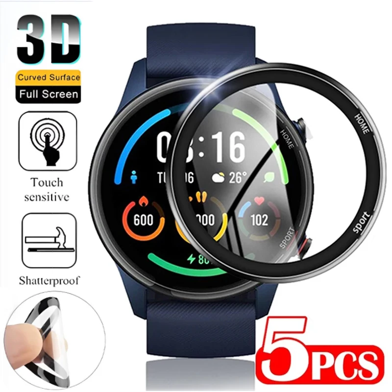 Curved Edge Full Soft Protective Film for Smart Watch Screens (5-Pack)