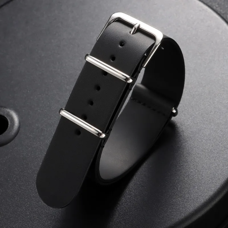 Vintage Leather Watch Strap with Metal Pin Buckle - Black, Coffee, Brown Options