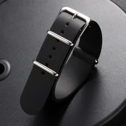 Vintage Leather Watch Strap with Metal Pin Buckle - Black, Coffee, Brown Options - 22mm (Black)