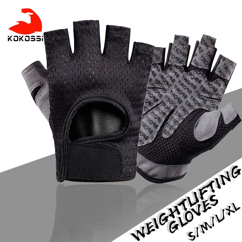 KoKossi Fitness Weightlifting Gloves Half Finger Non-slip Outdoor Sports Cycling Glove Mitten Men Women Bicycle Riding Gloves