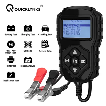 QUICKLYNKS 자동차 배터리 테스터, 자동차 배터리 시스템 분석기, QR 코드 포함, 100-2000CCA 충전 크랭킹 테스트 도구, BA2001, 12V, 24V