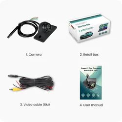 High - Definition GreenYi Car Rear View Camera with Night Vision and 170° Fisheye Lens - AHD1080P (Black)