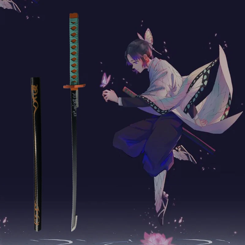 

104cm Anime Sword Weapon Demon Slayer Kimetsu no Yaiba Kochou Shinobu blue Sowrd Cosplay 1:1 Ninja Knife PU Prop Model Decor
