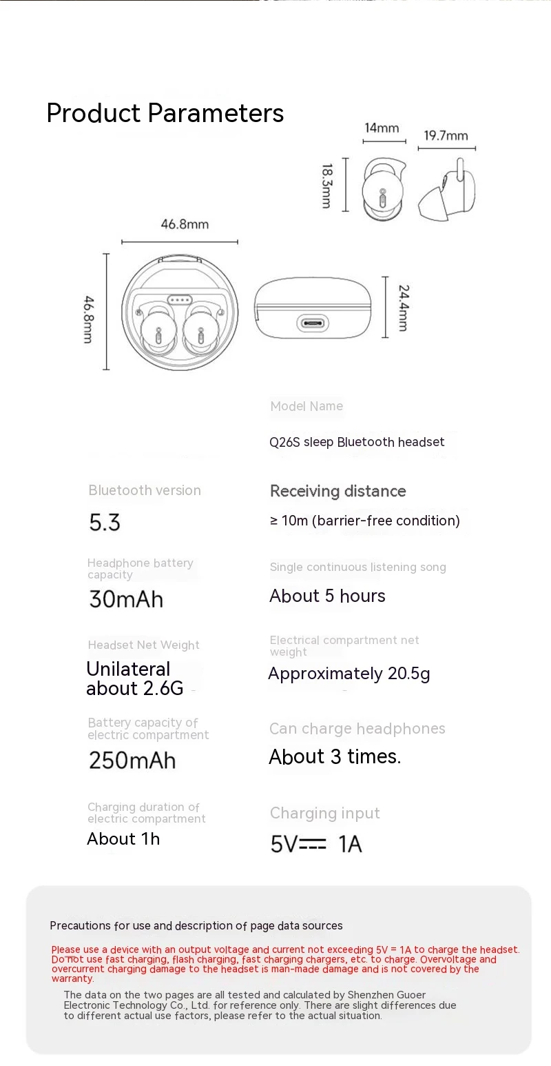 1MAS Y26S Sleep Wireless Earbuds Bluetooth In Ear Waterproof Headphones TWS Mini Invisible Earphones HIFI Stereo Sports_voghion.com