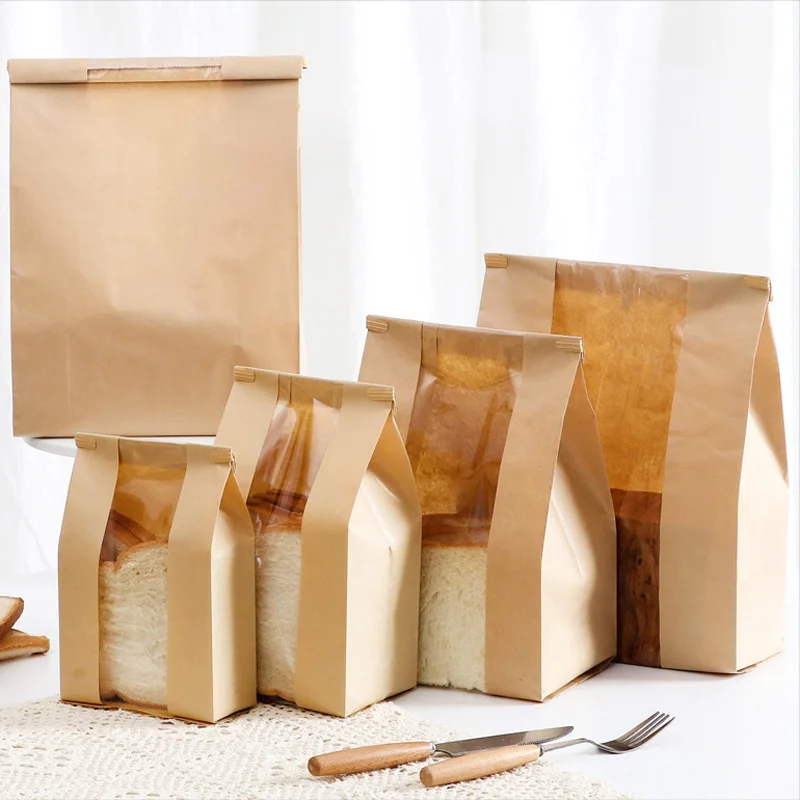 500PCS Kraft Paper Bread Loaf Bags with Clear Window and Tin Tie Closure, Extra Large B... - SKU KPBL1036 - UGI Packaging