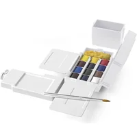 Winsor & Newton Cotman Watercolor Paint Field Pocket Portable Travel Set 12 Colors Half Pans Watercolor Painting Brush Sponge 3