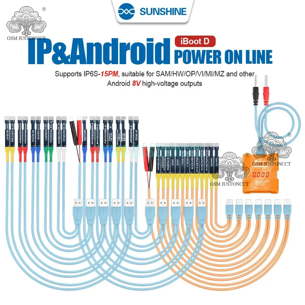 

Sunshine iBoot D Mainboard Power on/Off Boot Line For iPhone 6~15PM For Samsung Huawei Xiaomi Repair DC Power Supply Test Cable