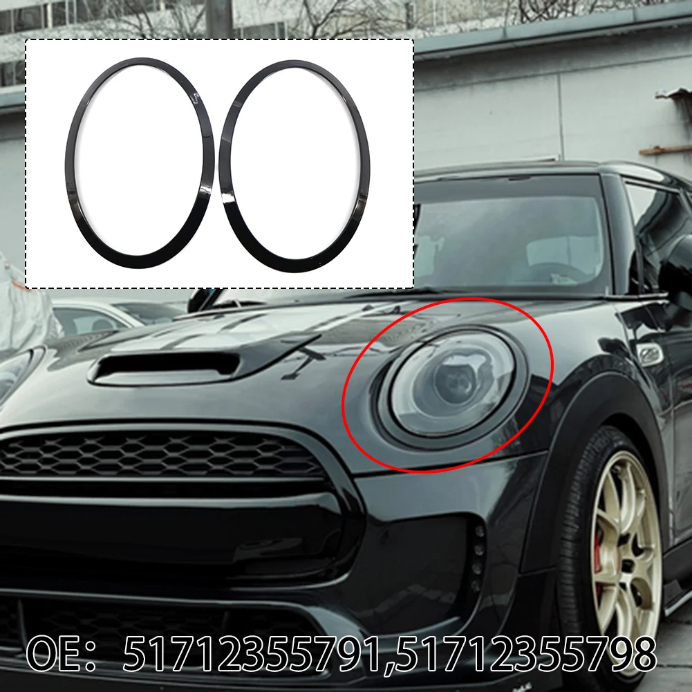 

2 шт. яркая черная Большая отделка для автомобильных фар для MINI F55/F56/F57 2014-2021 OEM номера деталей 51712355791, 51712355798 защита от коррозии