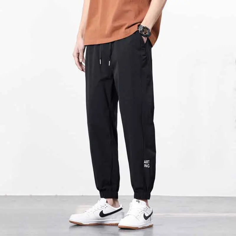 Summer Men Clothing Casual Sweatpants Korean Streetwear Fashion Male Quick Drying Elastic Waist Thin Versatile Loose Trousers