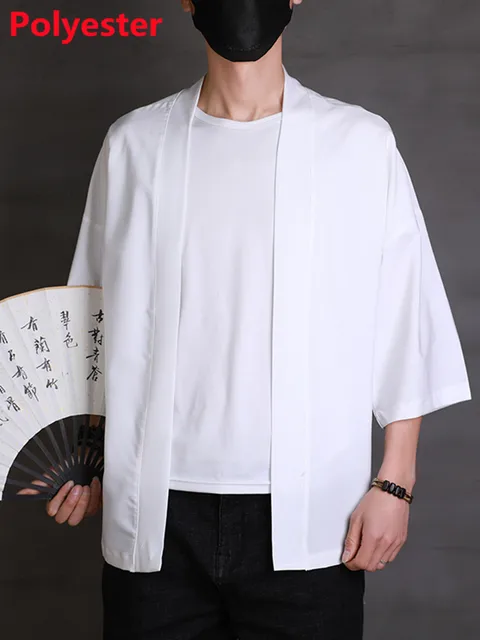 Crane Embroidery Haori Kimono Harajuku Japanese Style Plus Size Men Samurai Costume Yukata Asian Clothes Cardigan Women Jacket white