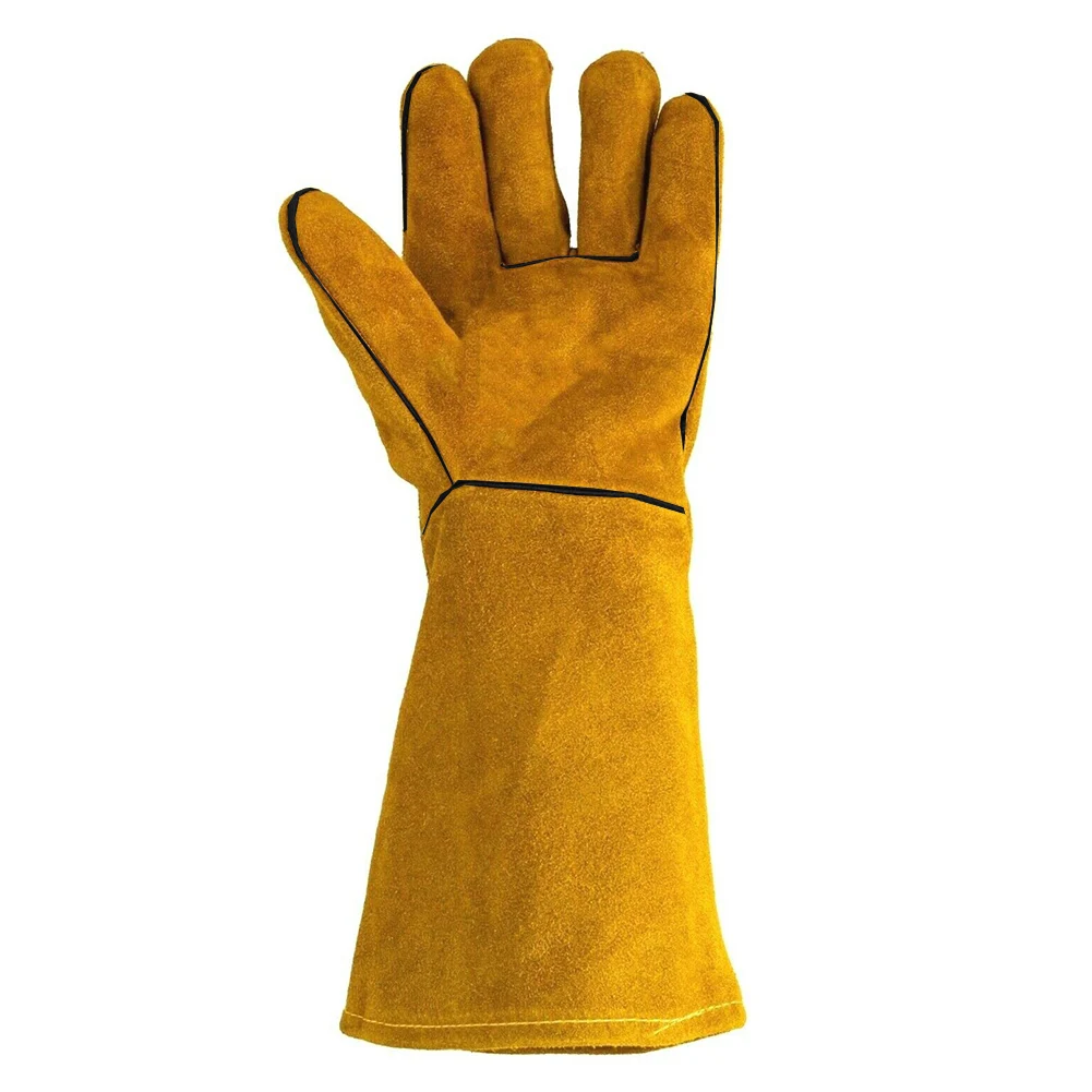 Cowhide Flame-retardant Welding Work Gloves Heat-proof Metal Welding Protector Yellow Gloves Soldering Welding Gloves Tools 5
