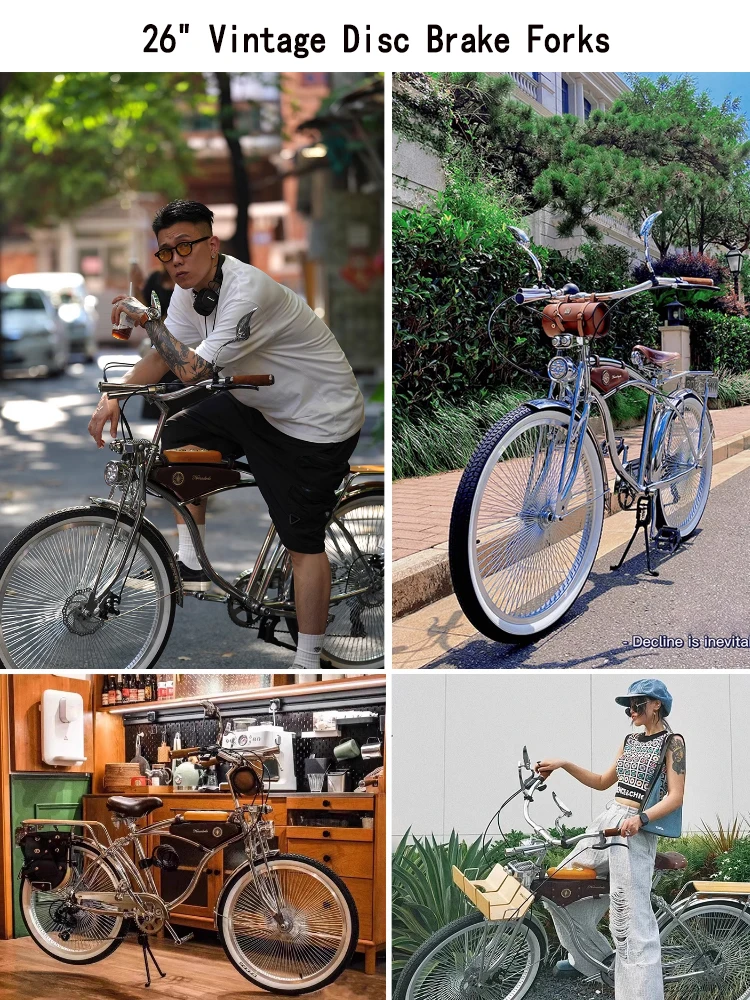 26 インチヴィンテージ自転車フォークダブルスプリングディスク