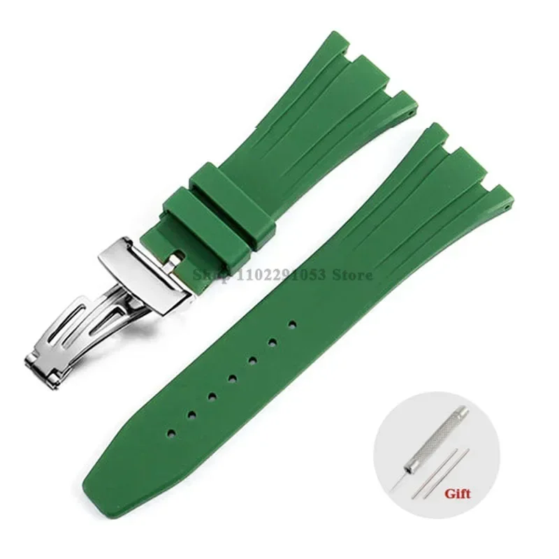 Premium 27mm Waterproof Rubber Watch Strap with Solid Butterfly Buckle