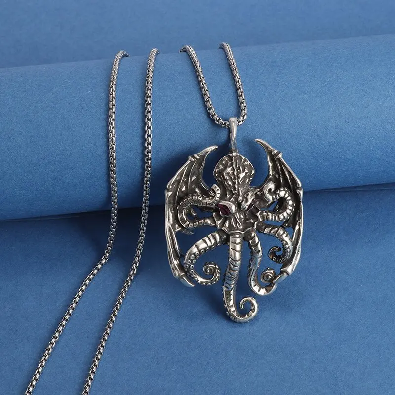 Cthulhu Mythos Octopus Sea Monster Pendant Personality Men Collana Punk Hip Hop Vintage Great Old Ones Jewelry