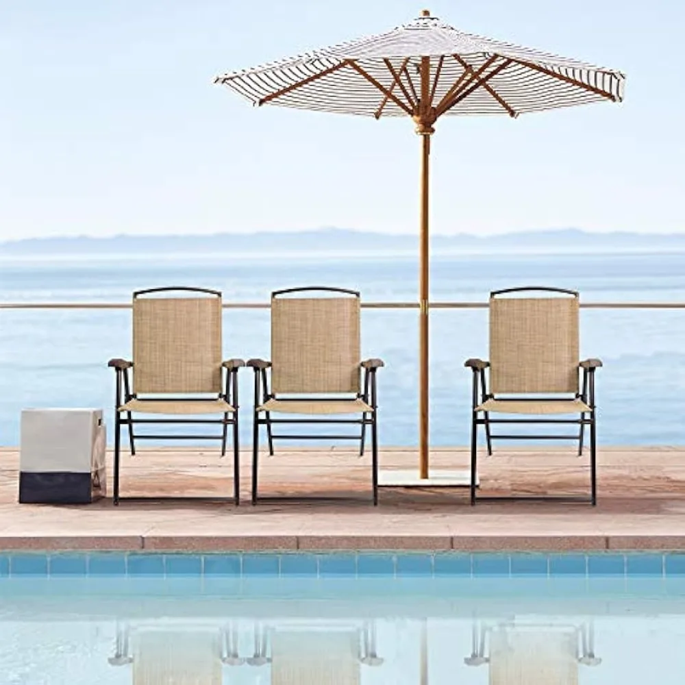 Patio Folding Chair Deck Sling Chair Camping Garden Pool Beach Using Chairs Space Saving Set of 2