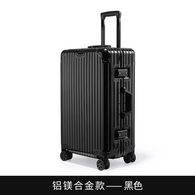 PLUENLI All-Aluminum Magnesium Alloy Trolley Case Female Business Travel Luggage Male Metal Password Suitcase Boarding Bag