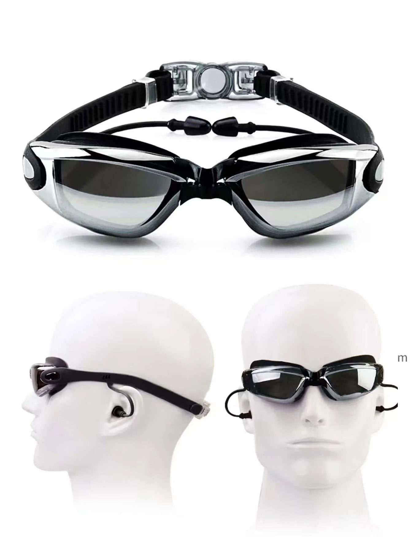 Premium Waterproof Fog-Proof Swim Goggles - Cool Silver Plated Racing Design