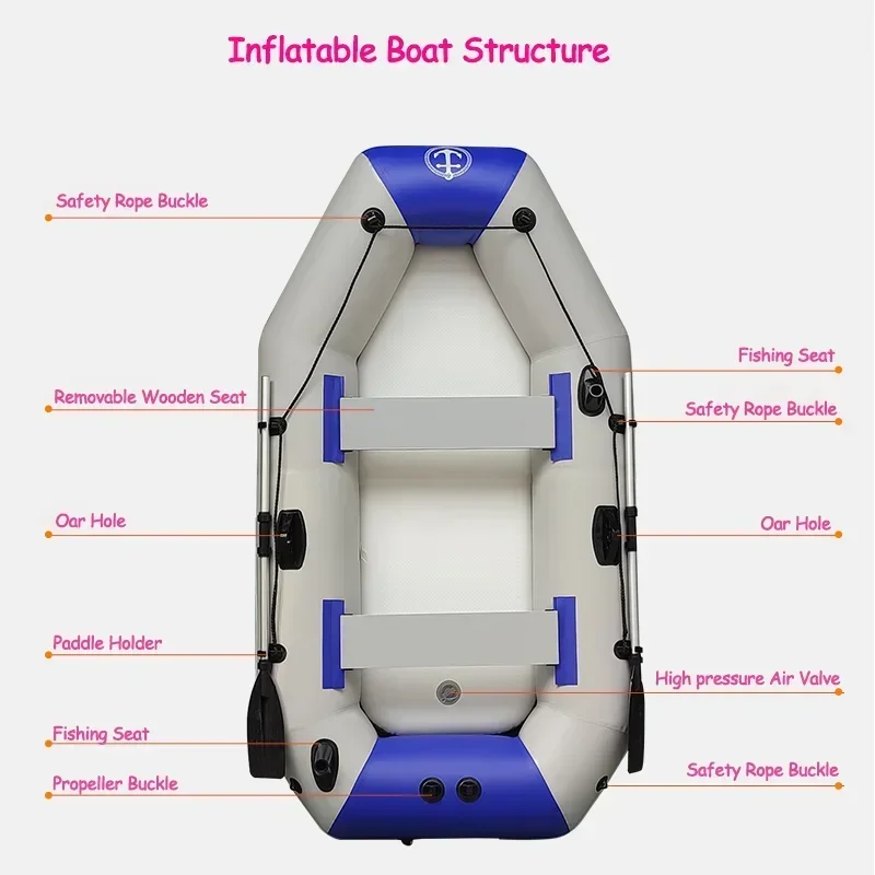 1.75-3.3m Fishing Boats with Slats Bottoms Set for 1-6 Person PVC 0.7mm Thicked Professional Inflatable Drifting Rowing Boat