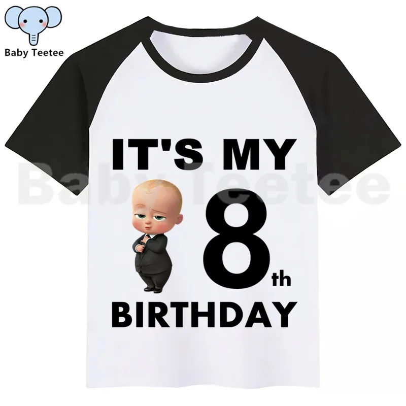 New Kids Boss Baby Birthday T-shirt for Children Cartoon Funny Printing Top Girl Clothes Party Tees Tops Boys Girls Tops & Tees