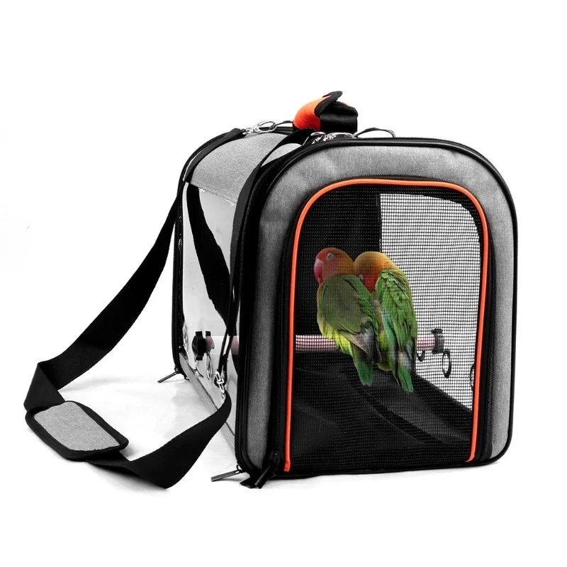 Bird Travel Bag with Perch Multifunctional Portable Pet Parrot Carrier Transport Bag Breathable Go Out Travel Cage