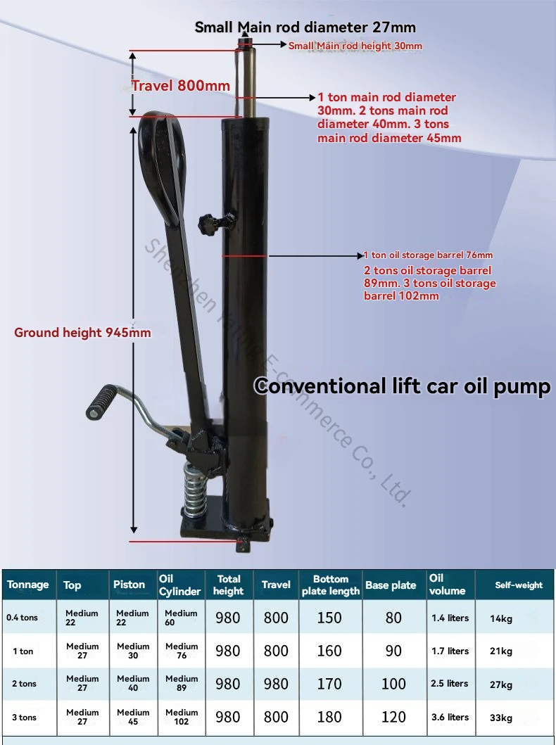 New 2T 1.6M Manual Hydraulic Forklift Oil Cylinder Stacker Lift Truck Pump 1 Ton