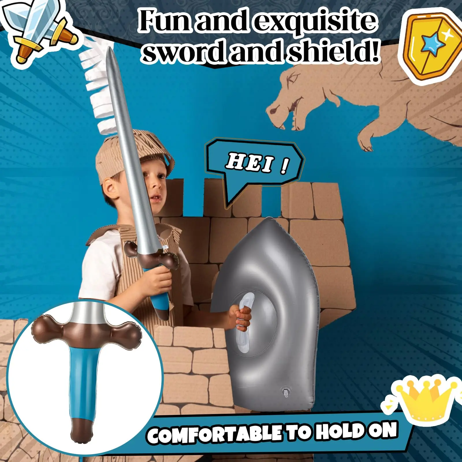 thumbnail interactive-video image 1 of Ovimyne 16 Pcs Inflatable Swords And Shields Set 1 of 14