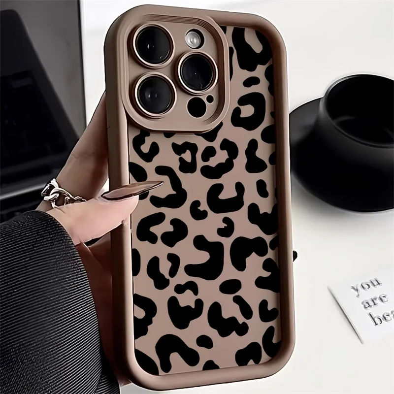 Luxurious Pink Brown Leopard Strawberry Hot Phone Case - Soft Silicone TPU Back Cover