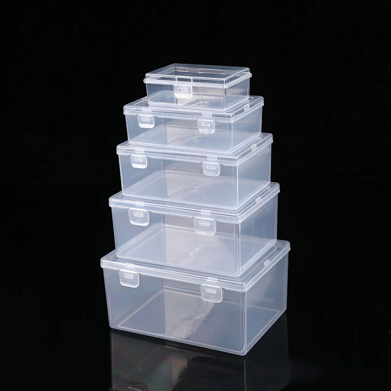 plastic storage box Transparent Plastic Simple Rectangular Box With Lid Plastic Flip Lid Storage Box For Pills Household Storage Organizer Case