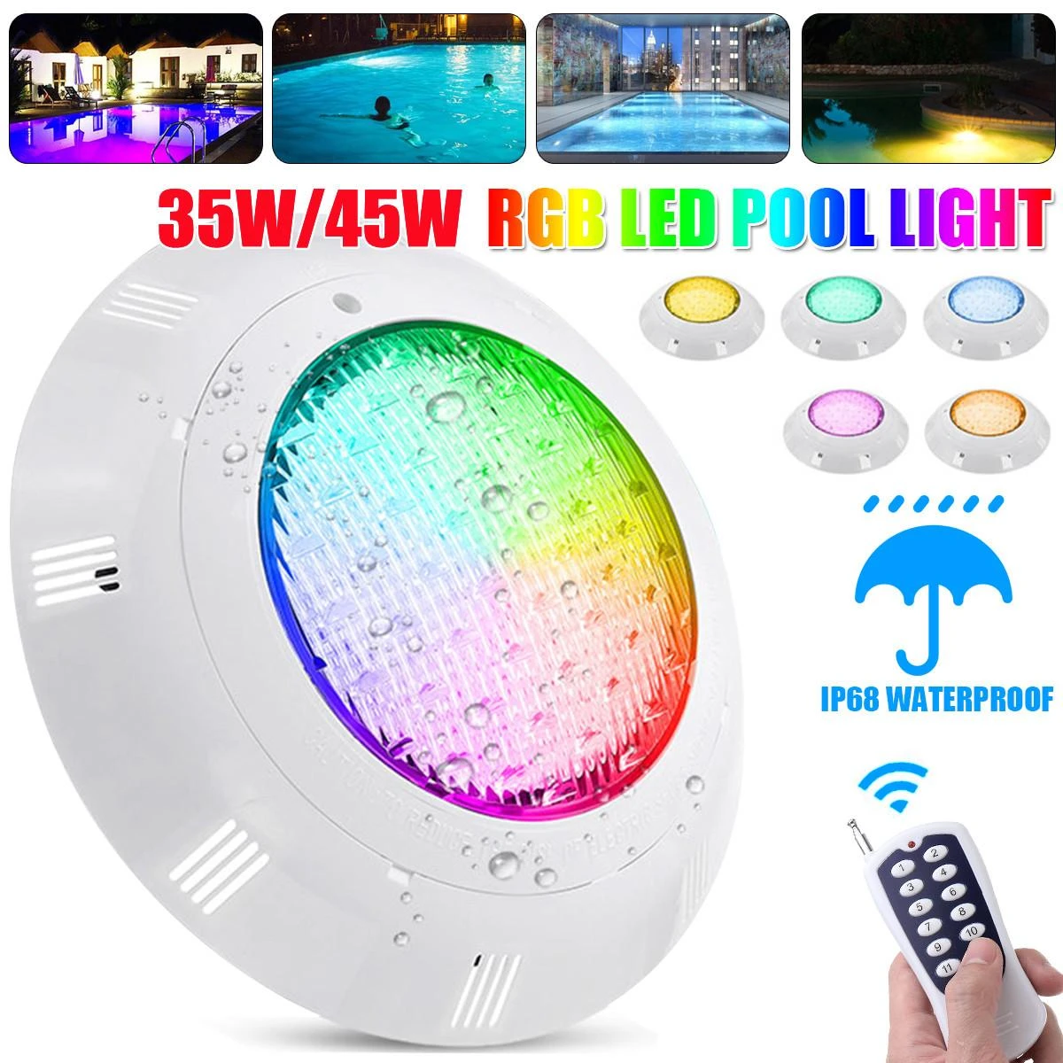 45W RGB Led Swimming Pool Light 450LED IP68 Waterproof AC12V-24V Outdoor RGB UnderWater Light Pond Led Piscina Luz Spotlight submersible led pool lights