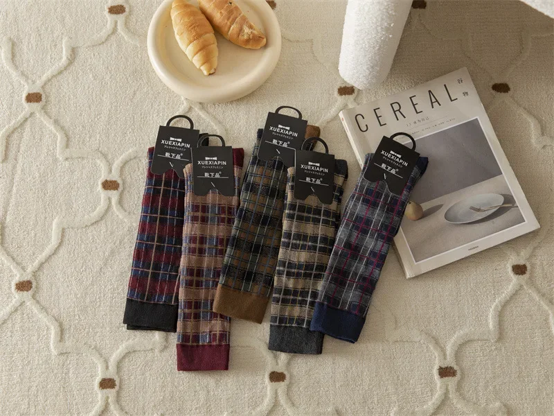 Description Picture 6 of itemWomen Harajuku Retro Vintage Plaid Stockings Long Socks JK College Style School Girls Stocking Cotton Knee Socks Women Stockings