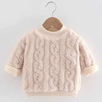 Sudadera para niñas de 0 a 5 años, otoño e invierno, gruesa, cálida, de forro polar, jersey de felpa a la moda, ropa para niñas pequeñas