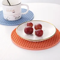 Round Silicone Table Mat Extra Thick Placemat Open Cans Honeycomb Hot Pad Coffee Cup Coaster Creative Kitchen Pot Holder S/L 2