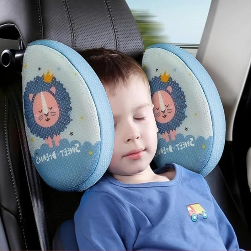 Kids Cartoon Car Headrest Pillow Head Support Neck Pillows Car Seat Sleeping Headrest Shoulder Cushion for Boys Girls Travel