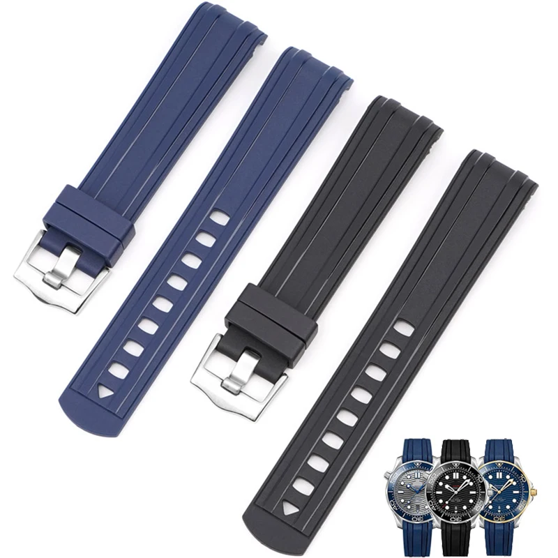 Rubber Silicone Watch Band Fit For New Omega Seamaster 300 Brand Men