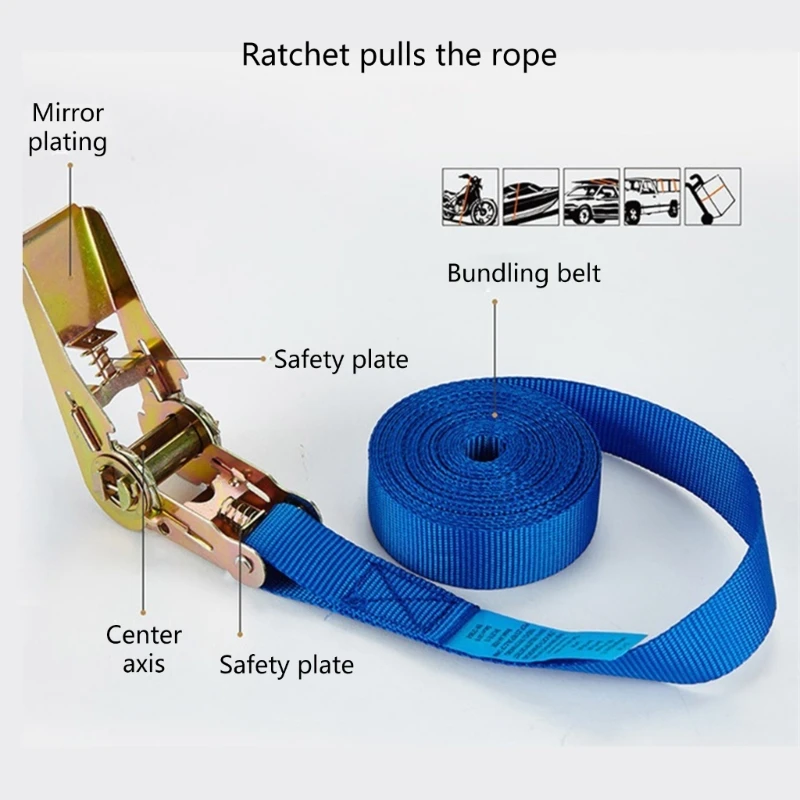 2/4/6/10M Car Tension Rope Tie Down Strap Strong Ratchet Belt Car Luggage Bag Cargo Lashing Strap for Truck Motorcycle Bike Boat