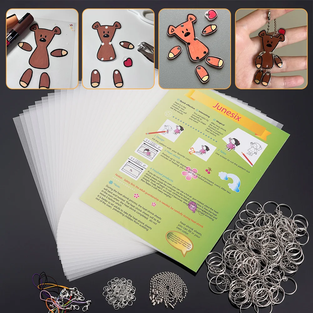 Shrink Plastic Sheets Set DIY Keychain Ornaments Creative Craft