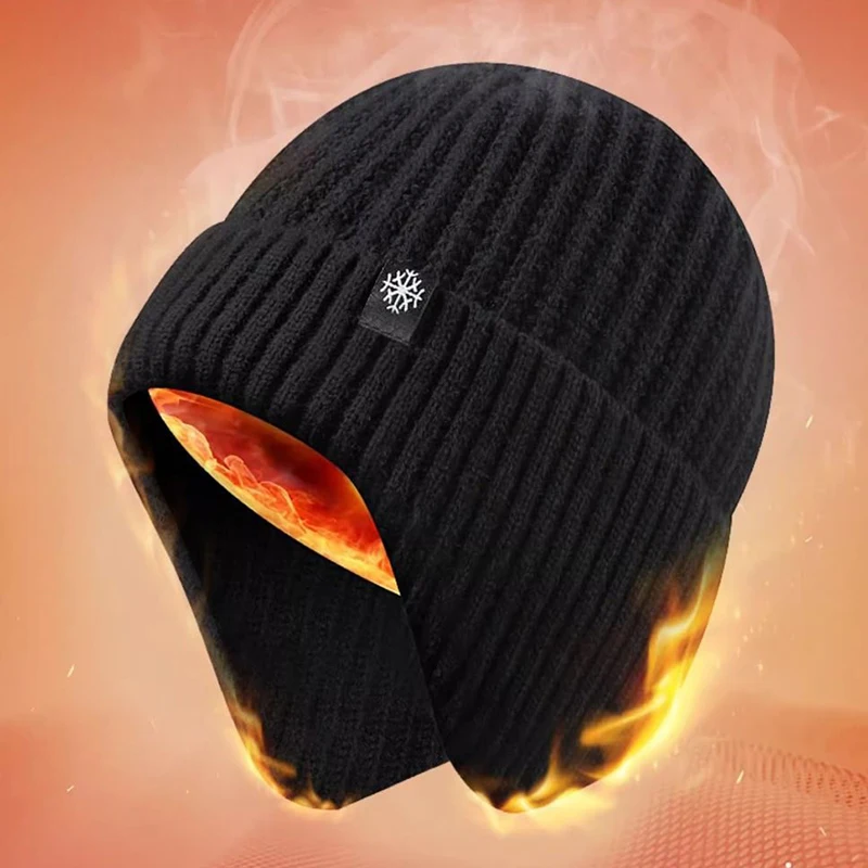 Outdoor Sports Bicycle Cap Earmuff Hat Men Winter Knitted Hat Casual Sking Cycling Ear Protection