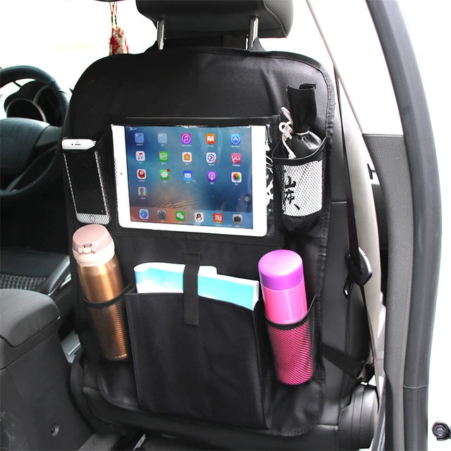 Car Backseat Organizer with Touch Screen Tablet Holder Auto Storage Pockets  Cover Car Seat Back Protectors for Trip Kids Travel - AliExpress