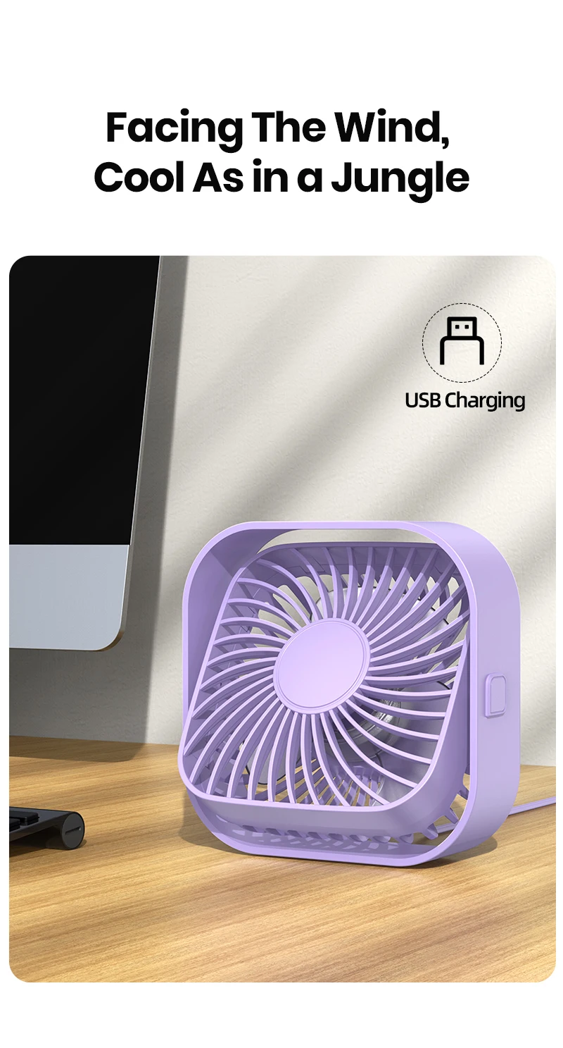 Topk usb tragbarer mini ventilator, tisch persönlicher elektrischer lüfter tisch, stehende lüfter für zimmer, 3 geschwindigkeit wind 360 ° drehbar für camping quie – Detail 4