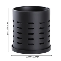 Sleek Black Stainless Steel Cutlery Holder - Large Kitchen Storage Container for Utensils, Easy to Clean (L - Style 1)